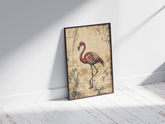 Vintage Flamingo Poster, Tropical Bird Botanical Wall Art Home Decor Print Gifts