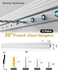 Complete Hardware Kit: 30 Inch Heavy Duty French Cleats for Versatile Hanging