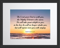 Zephaniah 3:17 The Lord Poster Print Picture or Framed Wall Art
