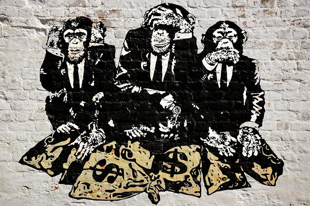 Three Wise Monkeys Banksy Graffiti Art Wall – POSTER 20×30