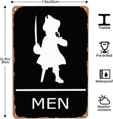 in Metal Sign Pirate Bathroom Poster Mermaid Nautical Wall Art 8X12