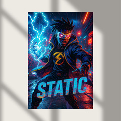 Static Shock Electric High Octane Superhero Comic Wall Art Poster | 11×17