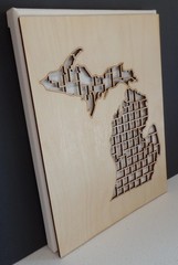 Michigan Map Craft Kit Natural Wood Laser Cut & Canvas 8×10 Wall Decor USA #M16