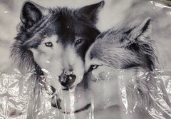Black & White Wolf Canvas Print 27 x 19.5 Inch Print Unframed Wolf Pair Mates