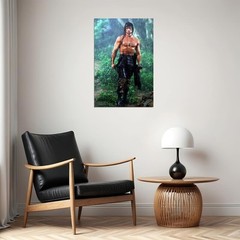 619946 John Rambo Raining Jungle Sylvester Stallone Wall Print Poster