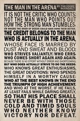 Man In Arena Theodore Roosevelt Quote Speech Motivational History Poster 12×18