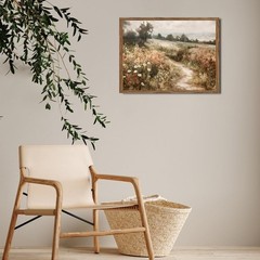 Wildflower Meadow Canvas Wall Art Farmhouse Cottage Decor Wood Framed Ready