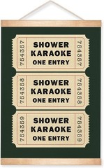 Funny Bathroom Canvas Wall Art Retro Green Shower Karaoke Decor