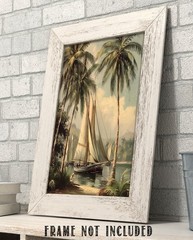 Vintage Seascape Rum Cay Poster 11×14 Unframed Nautical Coastal Beach Wall Art