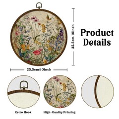 Vintage Wildflower Round Wall Art Decor, 10×10 Inch European Classical Still …