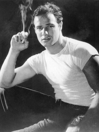 Marlon Brando in White T-Shirt Smoking Cigarette Photo Print Poster Wall Art