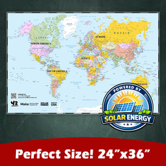 USA & World Map Poster Set 24×36 Laminated Wall Maps Geography Chart Made in USA