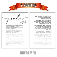 Psalm 143, Bible Verse, Set of 2 Prints, Multiple Sizes, Home Wall Art Decor