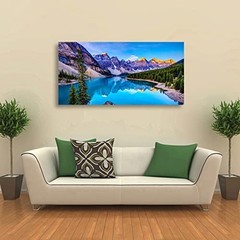 Lake Mountain Landscape Canvas Wall Art – Modern Giclee Print, Framed & Ready to