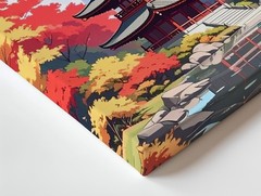Autumn Pagoda Reflection Canvas Colorful Japanese Fall Landscape Art Wall Art