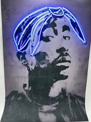 Canvas Neon Style 2Pac Poster Hip Hop Rapper Wall Art Print 40x60cm US SELLER