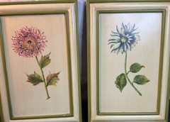 Floral Wall Art Set of 2 Green Frame Botanical Prints Cottage Farmhouse Decor