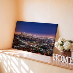 Los Angeles City Skyline Night Lights Canvas Wall Art Urban Landscape Print