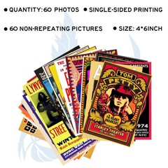 60 PC Vintage Rock Band Posters, 70s 80s 90s Retro Concert Prints, Bedroom Wa…