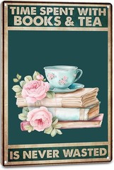Tin Metal Sign Reading Posters Book for Book Nook Home Wall Art 8×12
