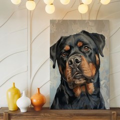 Rottweiler Dog Canvas Wall Art Oil Painting Style Animal Portrait Decor Print