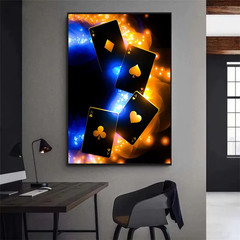Poker Cards Neon Art Poster Canvas Printing Poker Wall Decor Card Gaming Room Ae