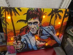Scarface Canvas framed art Exotic Brands 12″ x 16″ size tropical LED light up