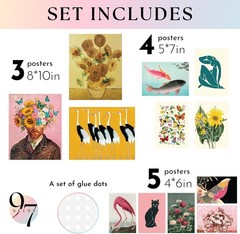 12 Pcs Eclectic Wall Art Set – Trendy Maximalist Wall Decor, Cool Funky Poste…
