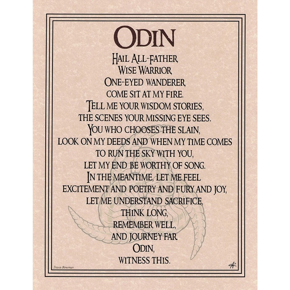Odin Prayer Poster 8.5 x 11″ Parchment Print NEW Norse Pagan