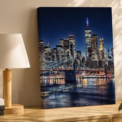 New York City Skyline Night Canvas Wall Art Urban Cityscape Print Home Decor