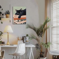 Charming Framed Black Cat Wall Art – Perfect Gift for Cat Lovers 12×16