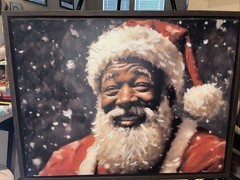 Santa Portrait Acrylic On Canvas Wall Art Print Christmas Black Santa 20X15
