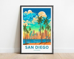 San Diego, California Vintage Wall Art Travel Poster No frame, Home Decor
