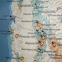 US National Parks, Monuments, & Forests Map 24×36 Poster (Tan & Slate Blue) #836