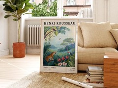 Henri Rousseau Jungle Poster, Exotic Animal Botanical Wall Art Print