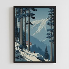 Retro Snowboard Poster – Vintage Mountain Wall Art for Winter Lodge Decor
