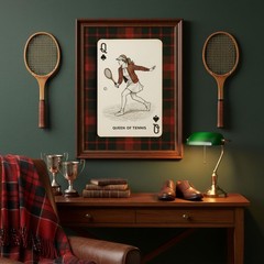 Queen of Tennis Poster, Vintage Sports Wall Art, Preppy Country Club Decor