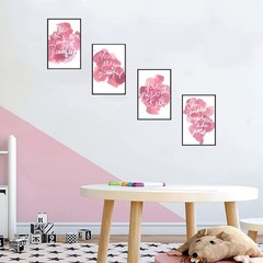 Set of 4 Framed Motivational Quotes – Pink Canvas for Women’s Rooms & Home Decor