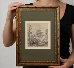 Vintage Gold Framed Wall Art Tree Forest Landscape Painting Canvas Prints 9x11in