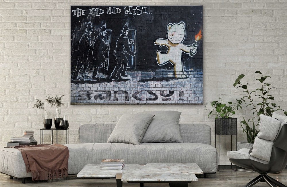 BANKSY “The Mild Mild West” Reproduction on Canvas ready To Hang 12 X 18 Inch