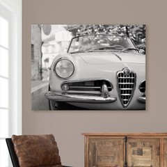 Alfa Romeo Giulia Spider Black & White Vintage Sports Cars Canvas Print Wall Art
