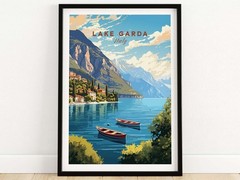 Lake Garda Art Print, Italy Travel Poster, Birthday Present, Wedding Anniversary