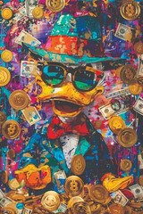 CARTOON DUCK ABSTRACT POP ART PRINT/POSTER CANVAS OR SATIN PHOTO PAPER T6