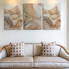 3 Pieces Abstract Earth Tones Large Wall Art Set for Living Room Set Of 3