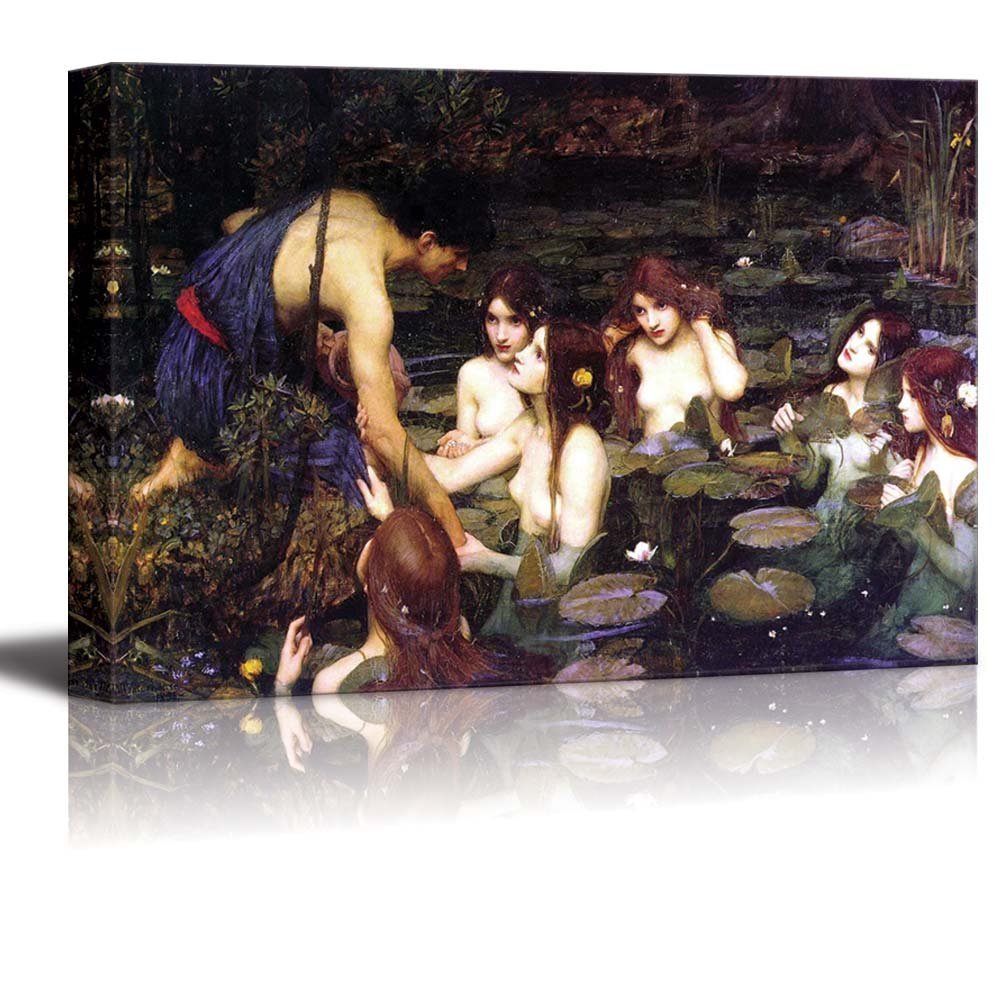 32″x48″ John William Waterhouse Wall Art Canvas Print-Hylas and the Nymphs 1896
