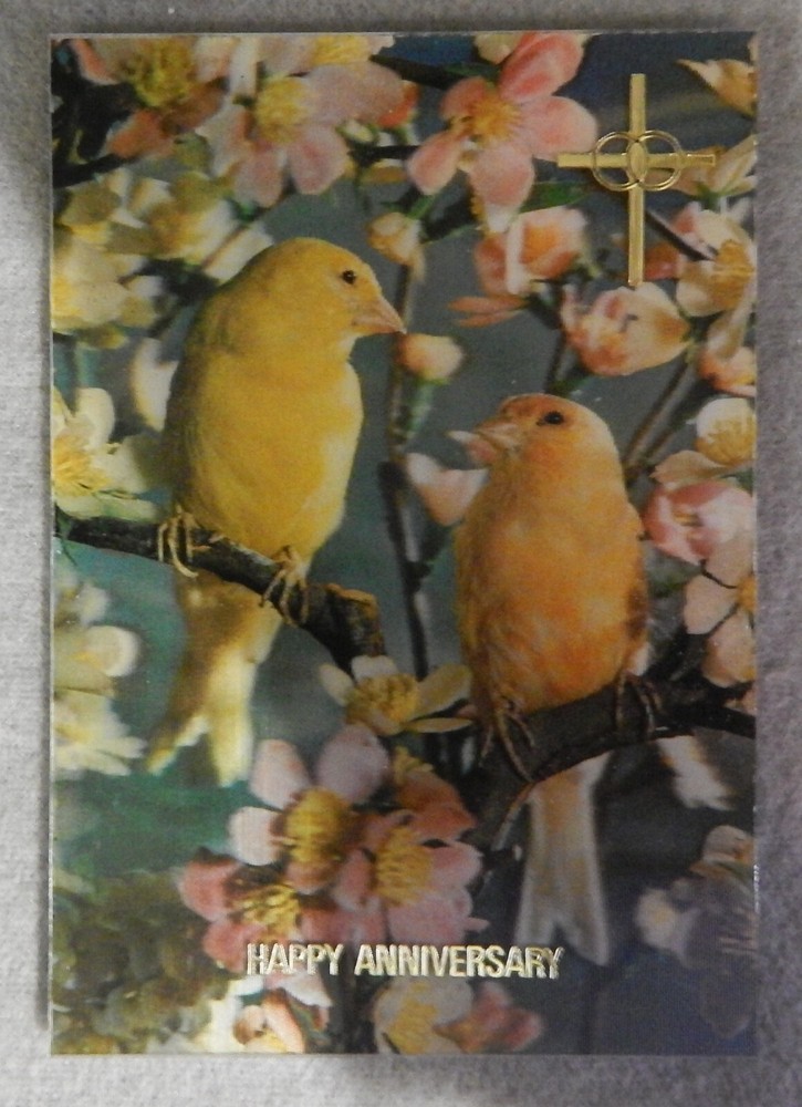 3D Bird Picture with Cross – Happy Anniversary (5 3/4″ x 4″) new