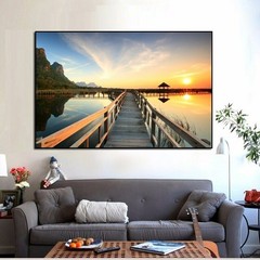 Sunset Bridge Canvas Painting Landscape Wall Art Canvas Print Art Wall Pictures