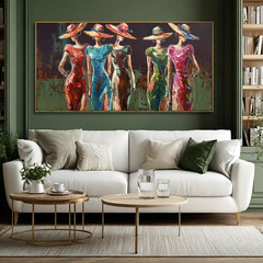 Women Wall Art Colorful Wall Decor Green Pink Poster Modern Artwork Paintings Fi