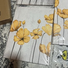 3pc Yellow Flower Canvas Wall Art 12”x16” June Sale