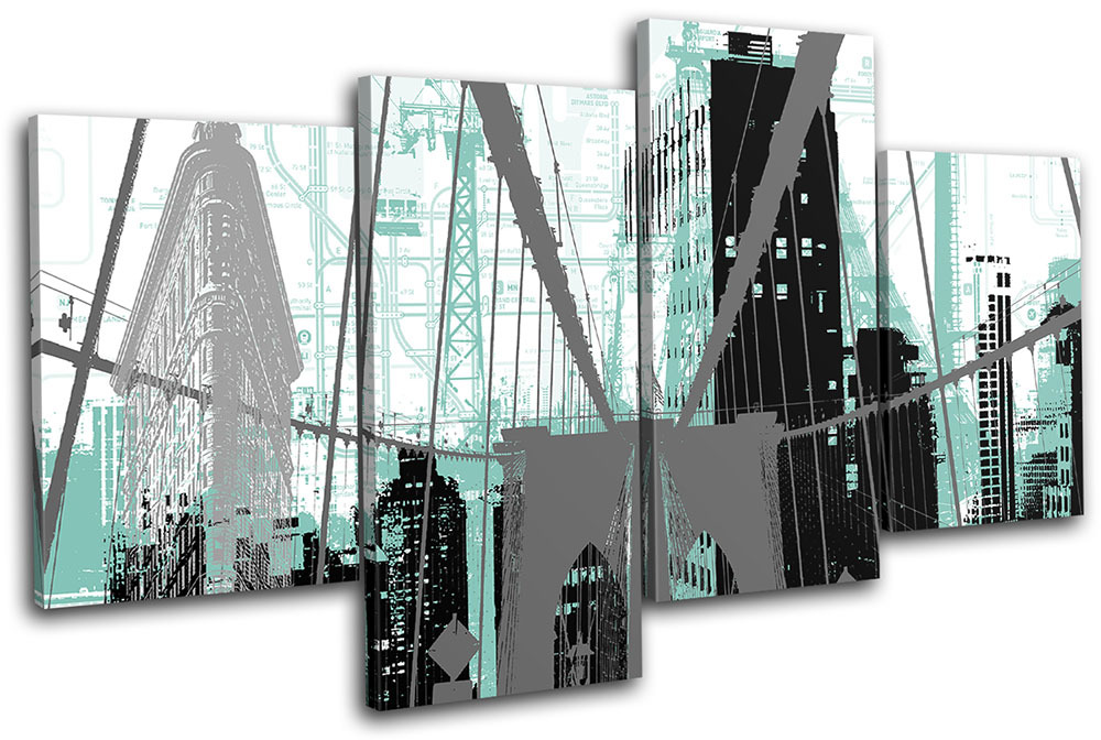 New York City Abstract Modern Urban MULTI CANVAS WALL ART Picture Print